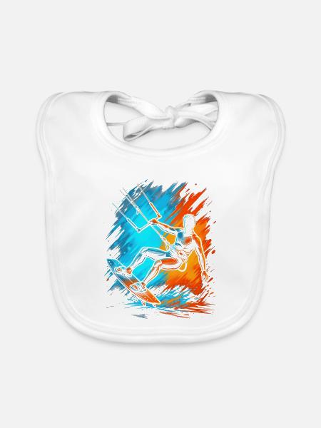 Kitesurfing Kitesurf Herren Kinder Kitesurfen - Baby Bio-Lätzchen - Weiß - Vorne
