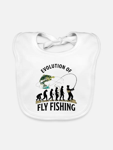 Evolution Fliegenfischerhumor - Baby Bio-Lätzchen - Weiß - Vorne