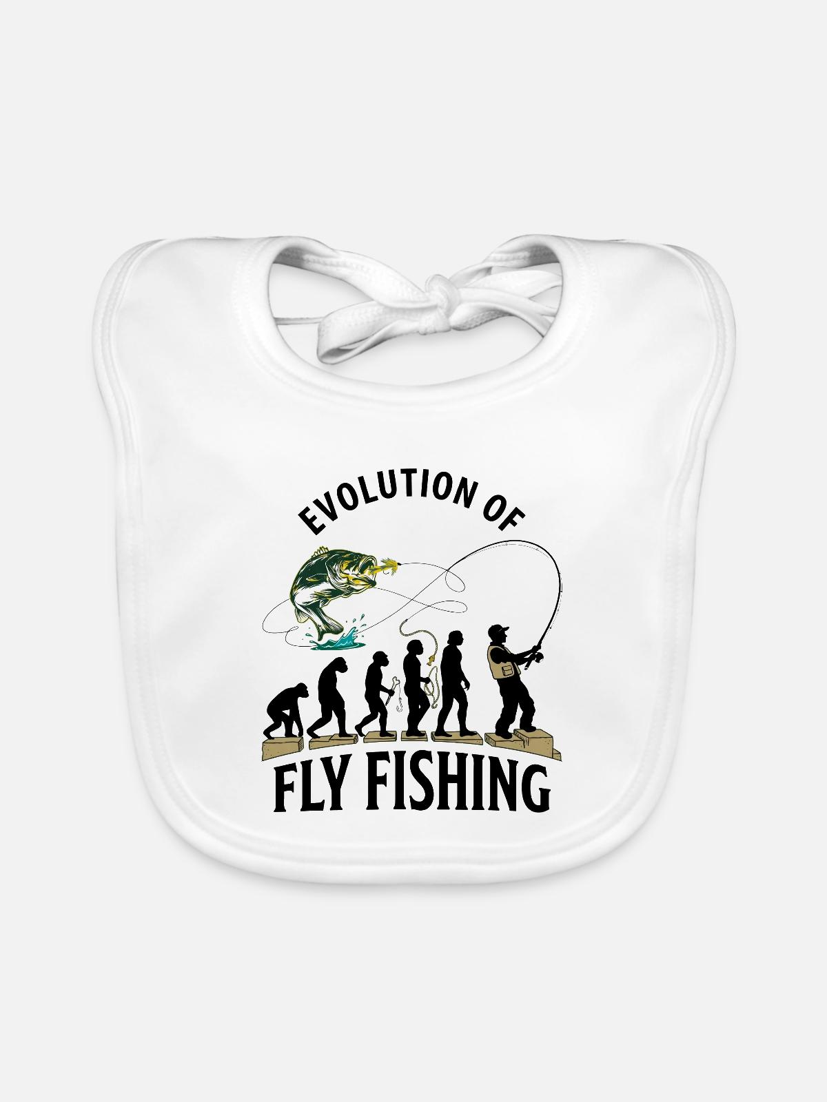 Evolution Fliegenfischerhumor - Baby Bio-Lätzchen - Weiß - Vorne