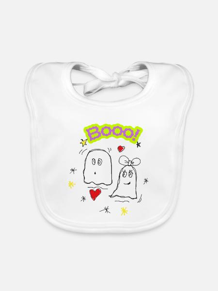 Geisterduo-Doodle - Baby Bio-Lätzchen - Weiß