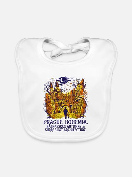 Prague Bohemia Kafkaesque Autumns Art Surrealist - Baby Bio-Lätzchen - Weiß - Vorne