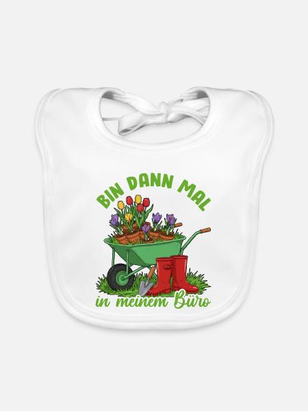 Garten Blumen Frühling Büro Lustiger Spruch - Baby Bio-Lätzchen - Weiß - Vorne
