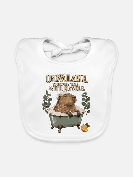 Unavailable – Zeit für mich mit Capybara - Baby Bio-Lätzchen - Weiß - Vorne