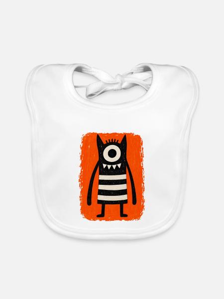 Einäugiges Monster | Skurrile Folk Art Illustratio - Baby Bio-Lätzchen - Weiß - Vorne