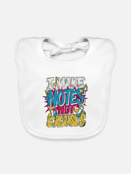 Vocalist I Make Notes Not Excuses Vocal Coach - Baby Bio-Lätzchen - Weiß - Vorne