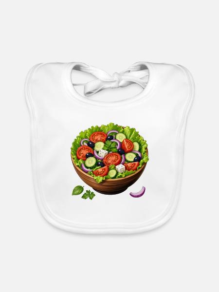 Frischer Salat Bowl Schüssel mit Gemüse - Baby Bio-Lätzchen - Weiß - Vorne