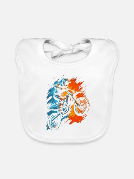 Dirt Bike Motorrad Herren Kinder Motocross Jungen - Baby Bio-Lätzchen - Weiß - Vorne