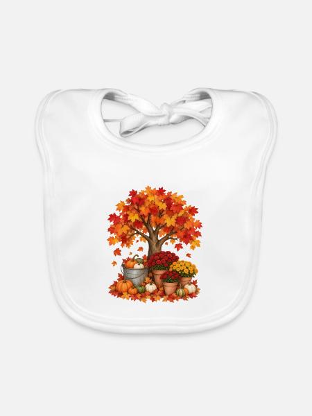 Der Herbst ist mein Lieblingsherbstbaum - Baby Bio-Lätzchen - Weiß - Vorne