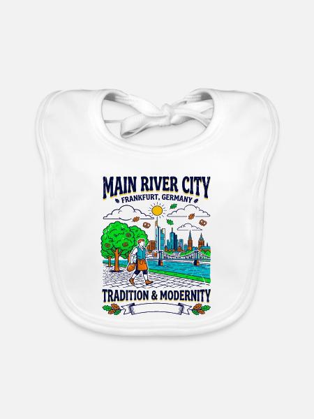 Main River City Frankfurt Germany Tradition And - Baby Bio-Lätzchen - Weiß - Vorne