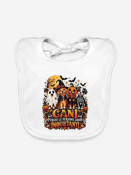 Cani perché le persone sono inquietanti Halloween - Baby Bio-Lätzchen - Weiß - Vorne
