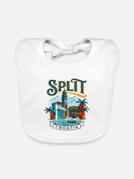Retro Travel Souvenir From Split Croatia - Baby Bio-Lätzchen - Weiß - Vorne