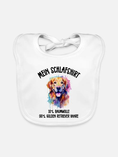 Golden Retriever Schlafshirt Bunt Splash - Baby Bio-Lätzchen - Weiß - Vorne