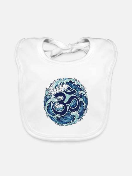 Om Symbol – Yoga Meditation Spirituelle Chakra Yogi - Baby Bio-Lätzchen - Weiß - Vorne