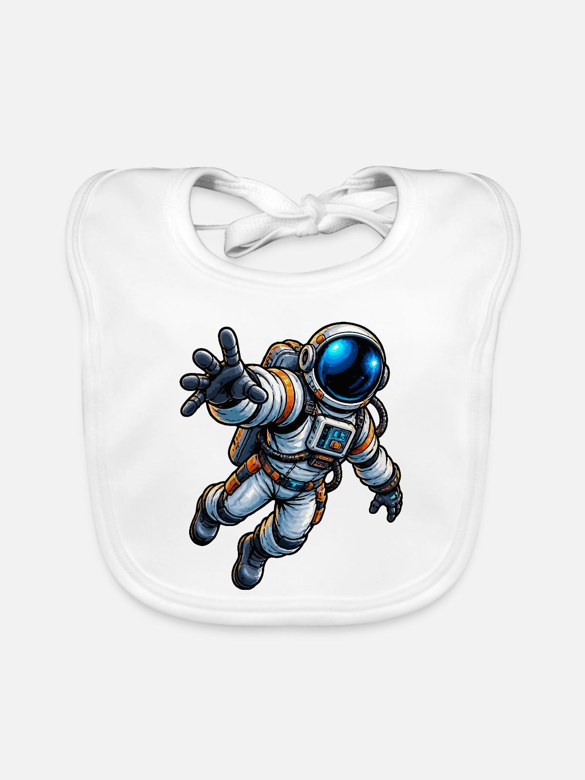 Astronaut Comic - Baby Bio-Lätzchen - Weiß - Vorne