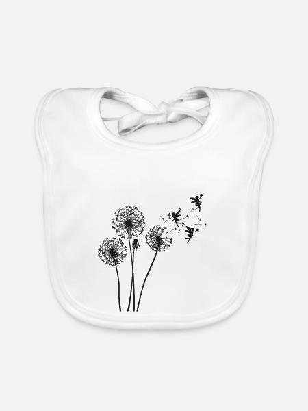 Schmetterlingdesign Pusteblumen Wiese Herzen Feen - Baby Bio-Lätzchen - Weiß - Vorne