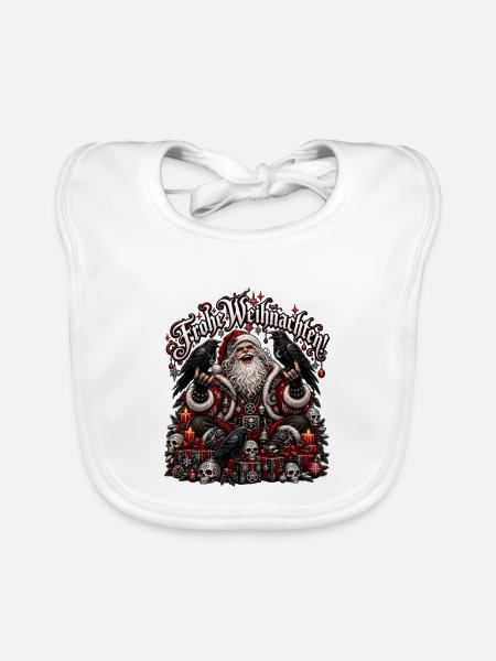 Heavy Metal Santa Totenschädeln - Baby Bio-Lätzchen - Weiß - Vorne