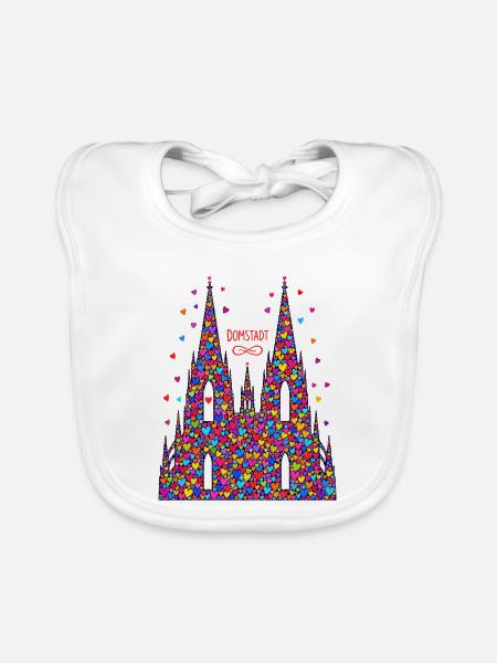 Kölner Dom mit Konfetti Karneval Fasching Köln - Baby Bio-Lätzchen - Weiß - Vorne