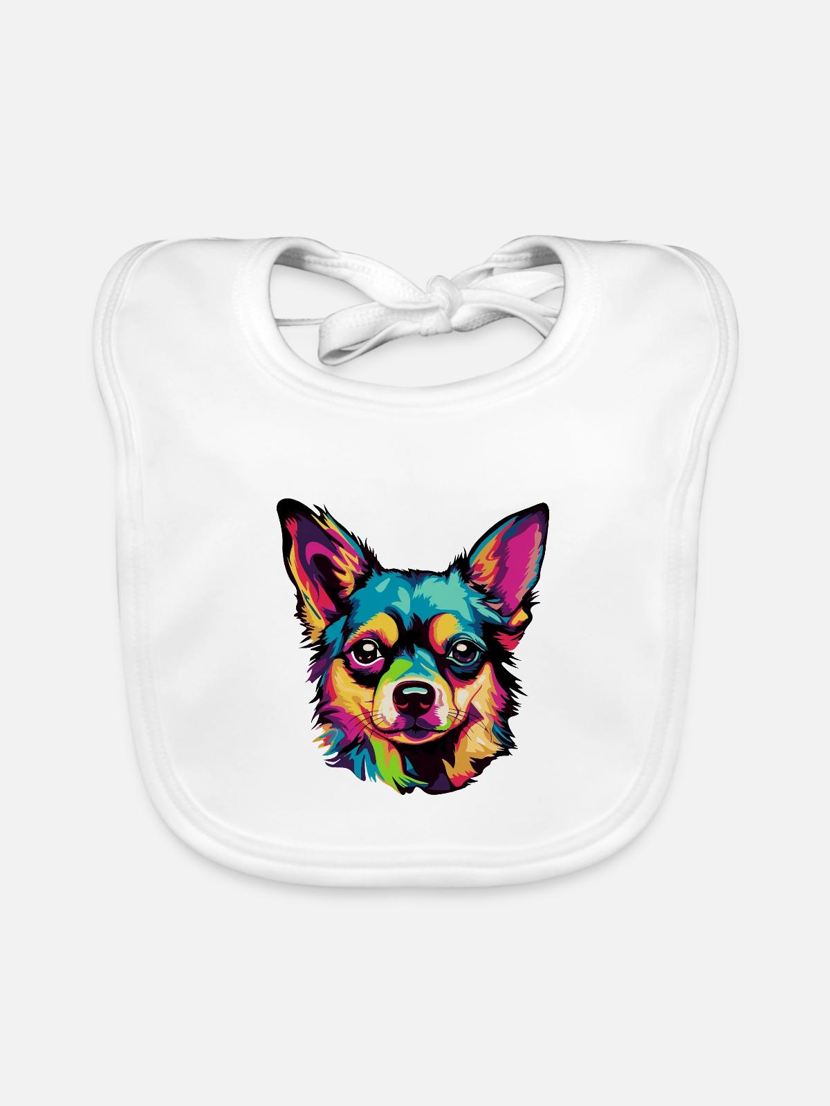 Pop-Art Hundegesicht - Baby Bio-Lätzchen - Weiß - Vorne