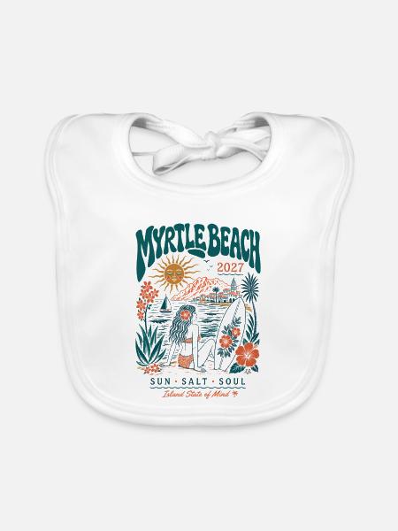 Myrtle Beach Retro Strand 2027 - Baby Bio-Lätzchen - Weiß - Vorne
