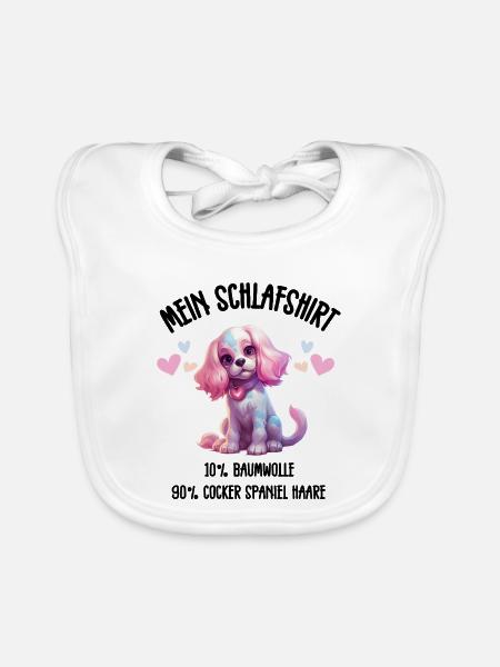 Cocker Spaniel Pastel Herzen Schlafshirt - Baby Bio-Lätzchen - Weiß - Vorne