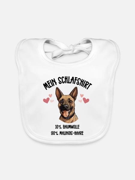 Malinois Lachend Herzen Schlafshirt - Baby Bio-Lätzchen - Weiß - Vorne