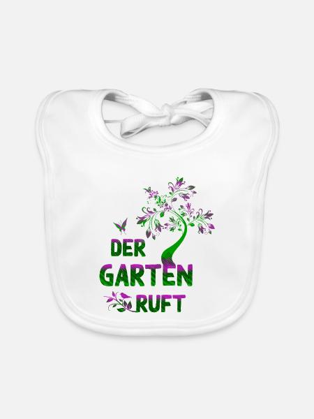 Der Garten ruet – Neongrün & Pink Botanik - Baby Bio-Lätzchen - Weiß - Vorne