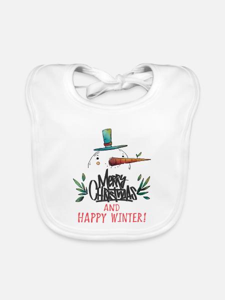 Frohe Weihnachten Schneemann Graffiti Merry Christ - Baby Bio-Lätzchen - Weiß - Vorne