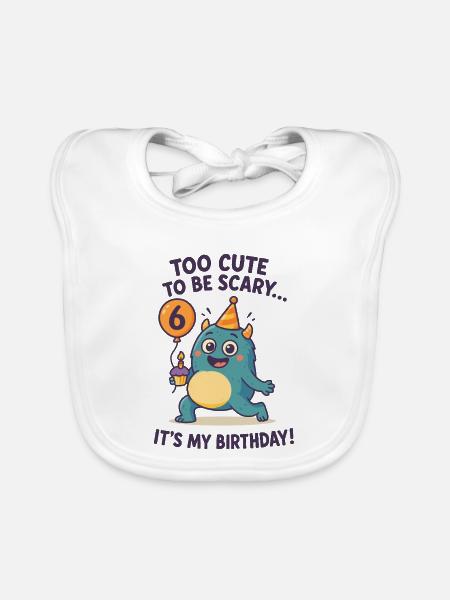 Too Cute To Be Scary 6 Geburtstag - Baby Bio-Lätzchen - Weiß - Vorne
