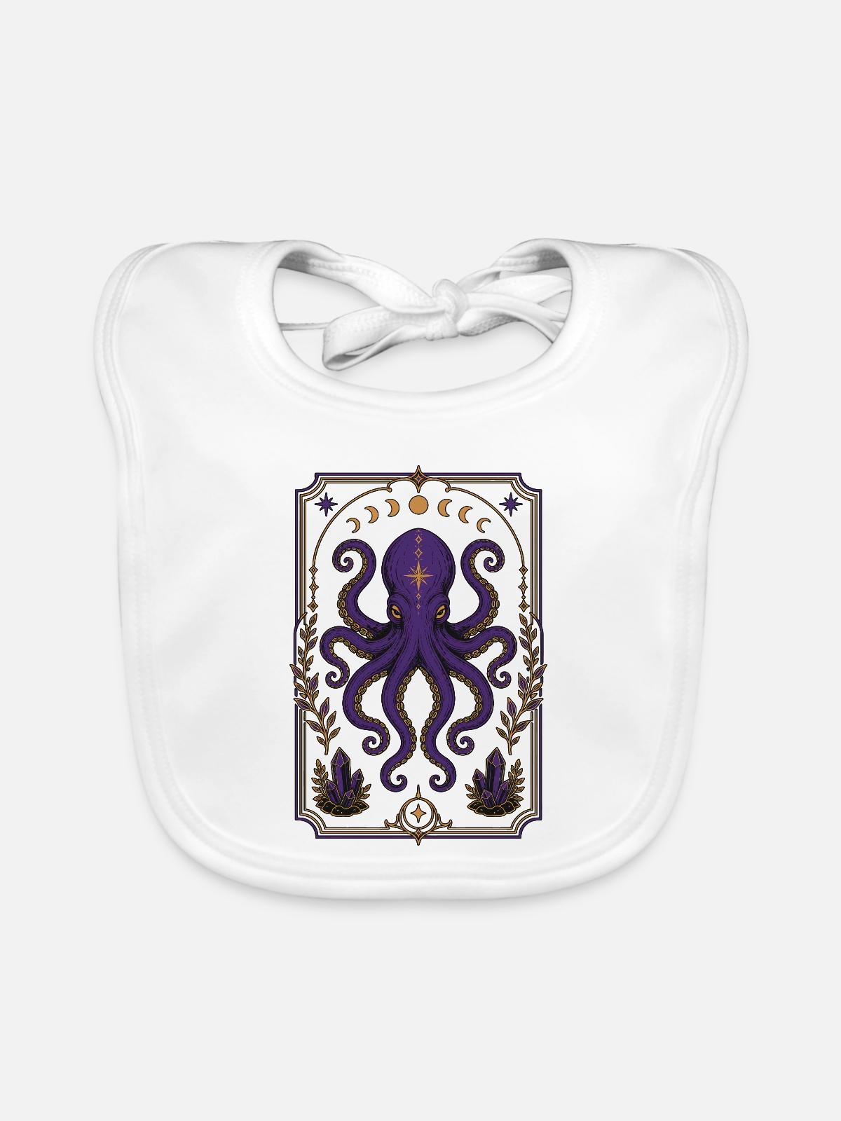 Witchy Tarot Octopus - Baby Bio-Lätzchen - Weiß - Vorne
