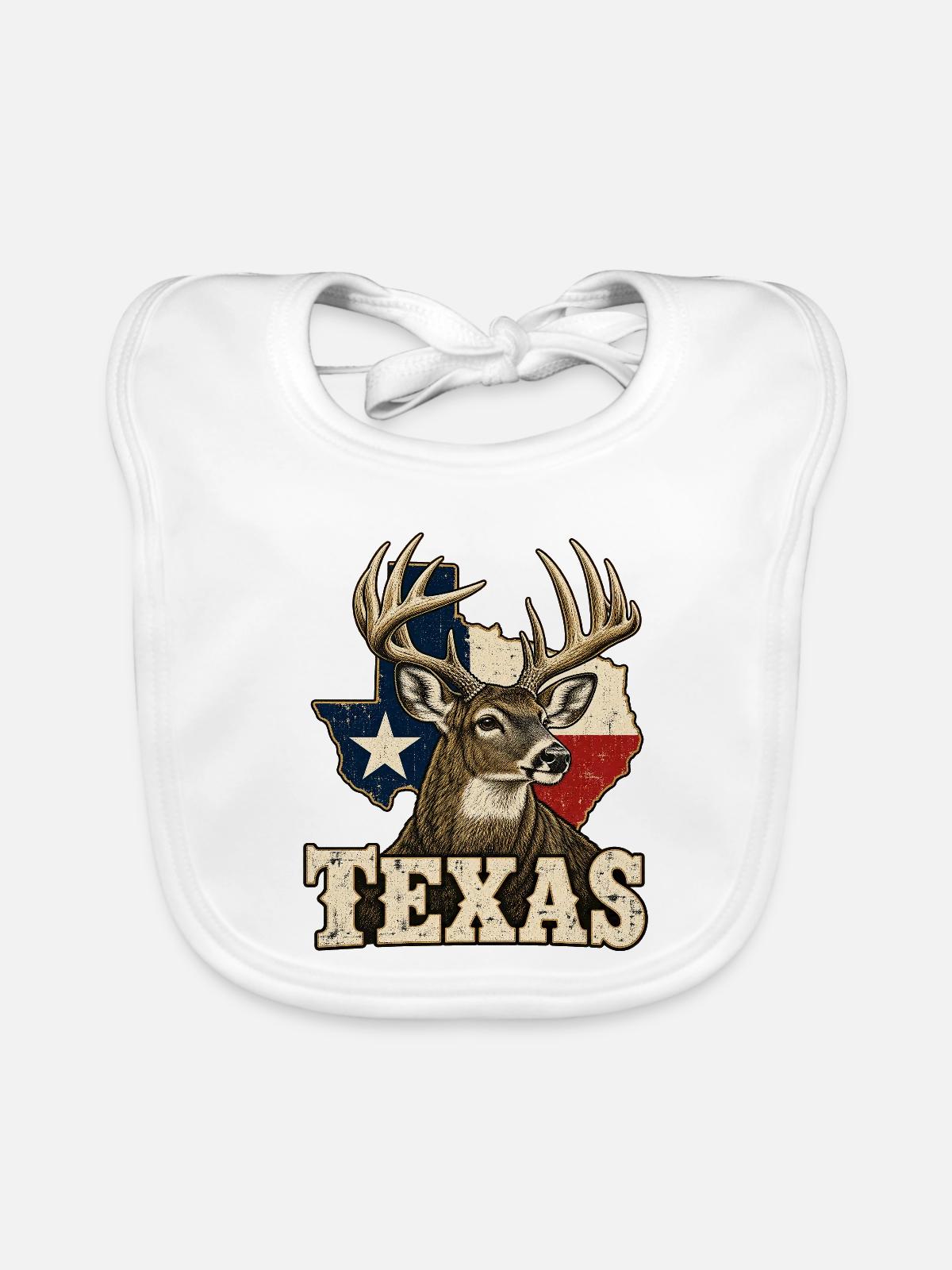 Texas Hirsch Flagge - Baby Bio-Lätzchen - Weiß - Vorne