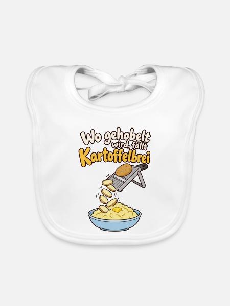 Kartoffelbrei Spruch Küchenhumor - Baby Bio-Lätzchen - Weiß - Vorne