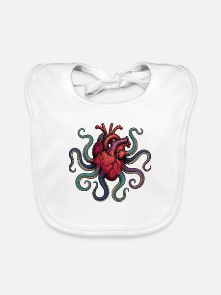Anatomical Heart Octopus - Baby Bio-Lätzchen - Weiß - Vorne