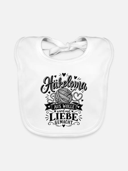 Häkeloma Aus Wolle wird Liebe gemacht - Baby Bio-Lätzchen - Weiß - Vorne
