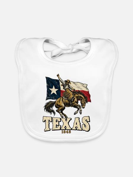 Texas 1845 Western Reiter Flagge - Baby Bio-Lätzchen - Weiß - Vorne