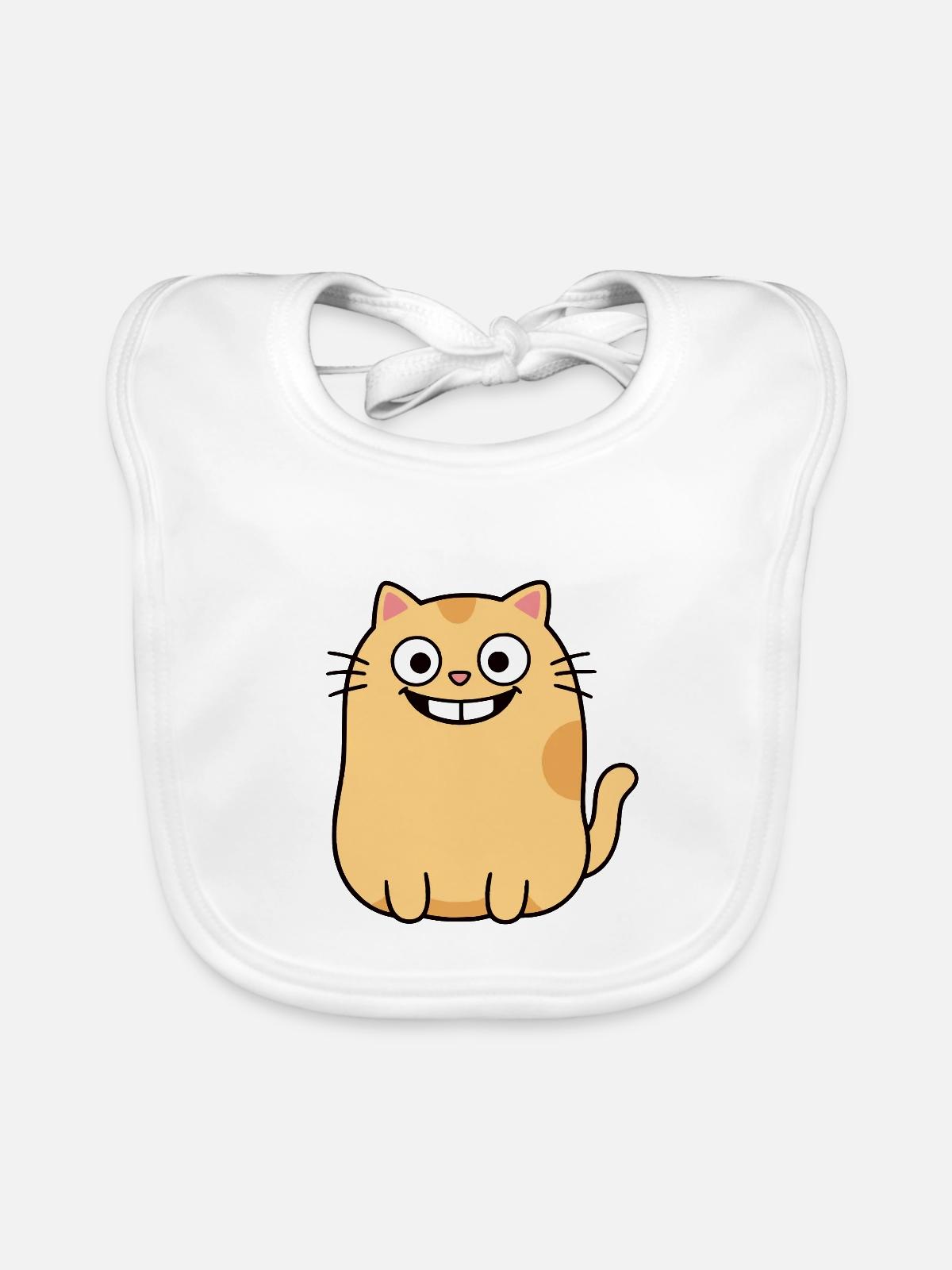 Katze - Baby Bio-Lätzchen - Weiß - Vorne