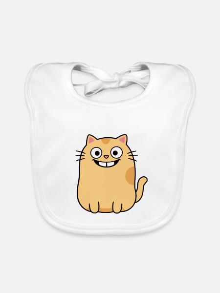 Katze - Baby Bio-Lätzchen - Weiß - Vorne