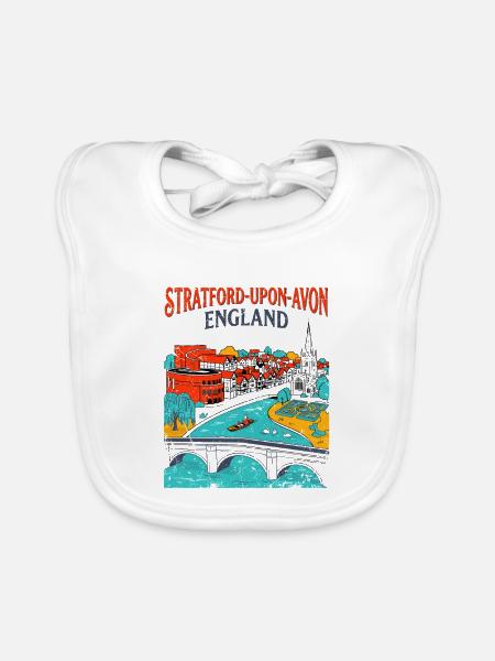 Retro Stratford Upon Avon England Travel - Baby Bio-Lätzchen - Weiß - Vorne