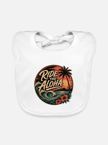 Ride the Aloha - Baby Bio-Lätzchen - Weiß - Vorne