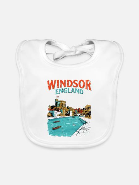City Vintage Windsor England Castle Skyline and - Baby Bio-Lätzchen - Weiß - Vorne