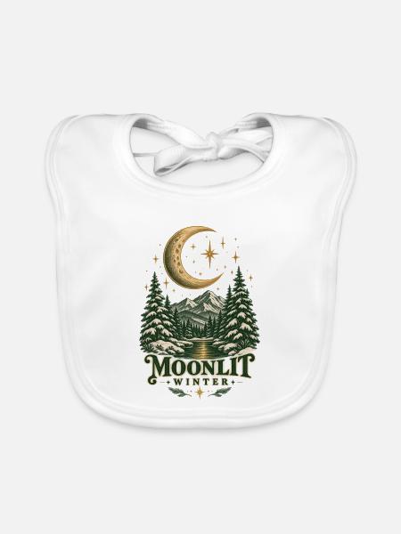 Mondbeschienener Winterwappen - Baby Bio-Lätzchen - Weiß - Vorne