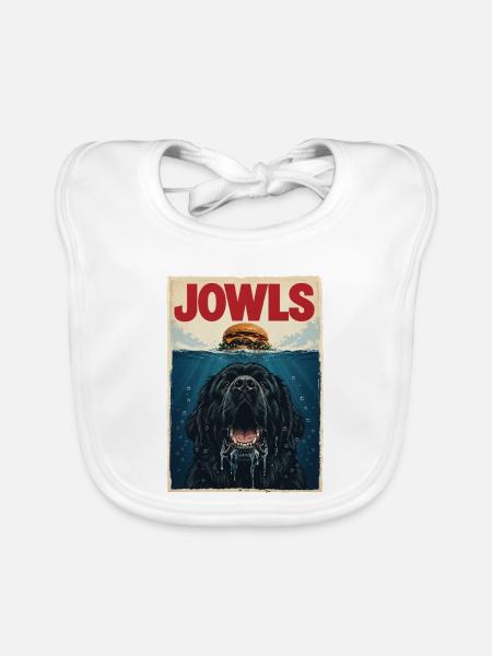 Jowls – Neufundländer Hund Newfie Papa Newfie Mama - Baby Bio-Lätzchen - Weiß - Vorne
