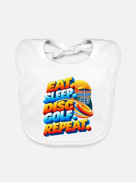 Eat. Sleep. Disc Golf. Repeat. - Baby Bio-Lätzchen - Weiß - Vorne