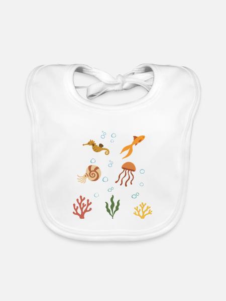 Seepferdchen Unterwasser Kinder Goldfisch - Baby Bio-Lätzchen - Weiß - Vorne