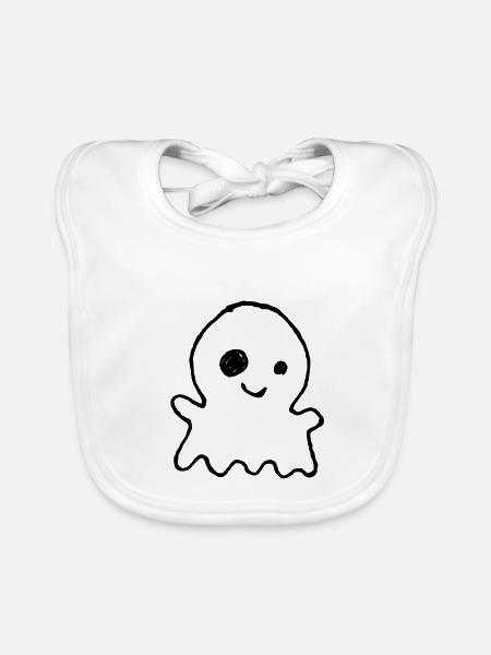 Niedlicher Halloween-Geist als Kinderkritzelei - Baby Bio-Lätzchen - Weiß - Vorne