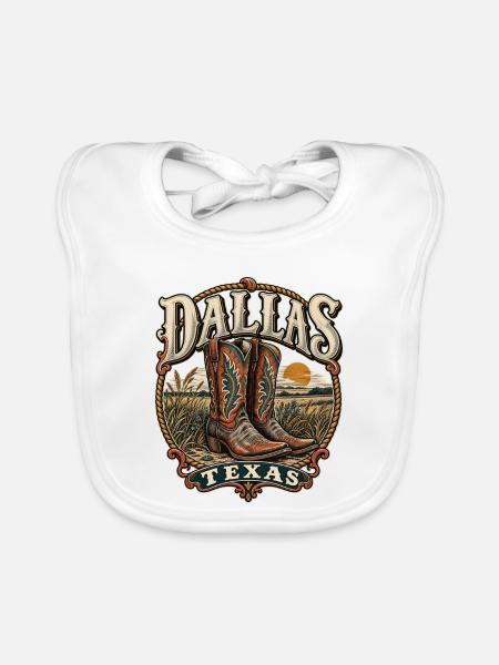 Texas Dallas Cowboy Stiefel - Baby Bio-Lätzchen - Weiß - Vorne