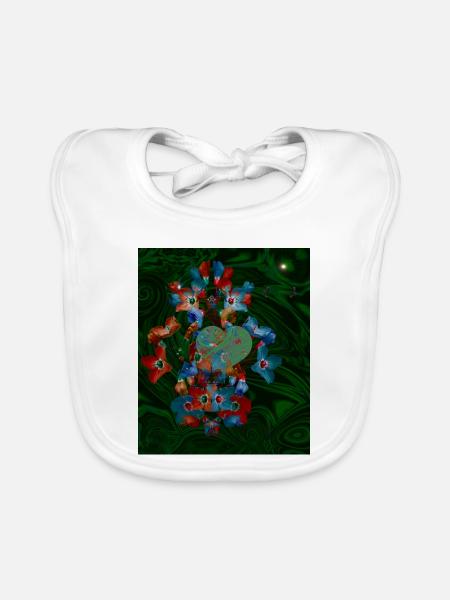 Märchenhaftes Design mit Herz und Blüten  - Baby Bio-Lätzchen - Weiß - Vorne