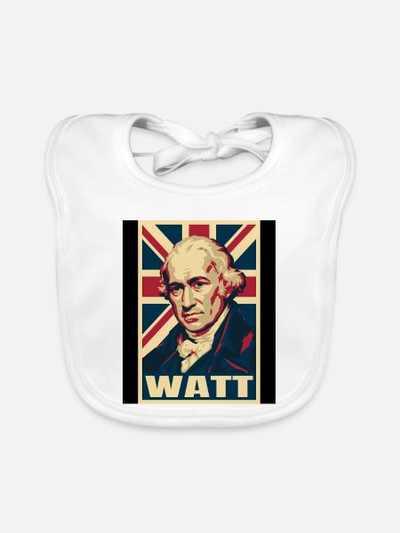 James Watt UK Pop Art - Baby Bio-Lätzchen - Weiß - Vorne