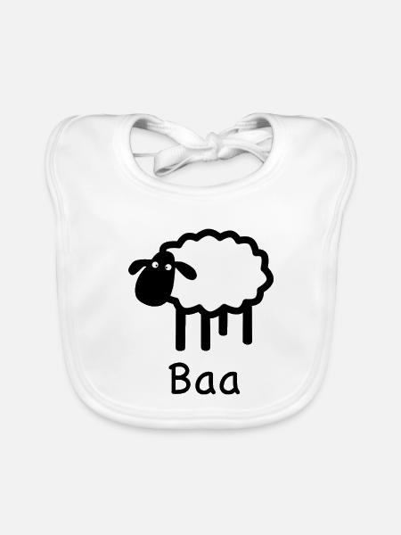 Niedliches Baa-Schaf | Pyrenäenlinien-Labor - Baby Bio-Lätzchen - Weiß - Vorne