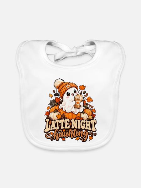 Kürbis Latte Nacht Spuk - Baby Bio-Lätzchen - Weiß - Vorne