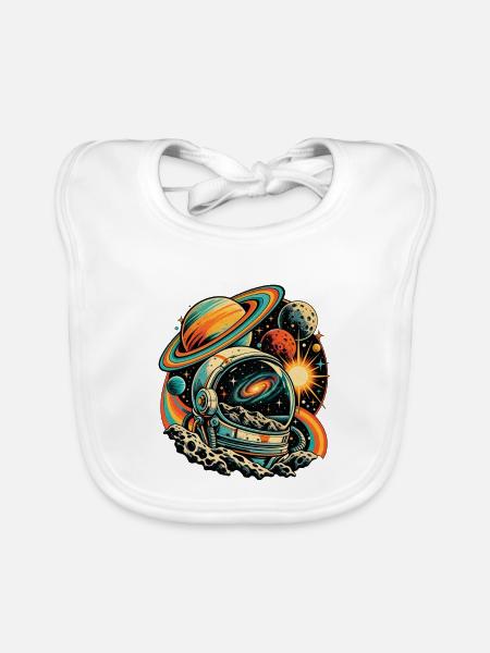 Astronomie Retro Galaxie - Baby Bio-Lätzchen - Weiß - Vorne